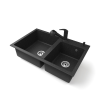 Nero Gránit mosogatótálca NERO Palazzo + kihúzható zuhanyfejes Shower csaptelep + adagoló (fekete)