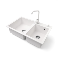 Nero Gránit mosogatótálca NERO Palazzo + Steel csaptelep + adagoló (fehér) mosogatótálca
