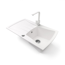 Nero Gránit mosogatótálca NERO Venezia + Design csaptelep + dugókiemelő (fehér) mosogatótálca