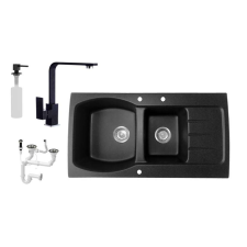 Nero Master Gránit Mosogató + Design Csaptelep + Dugóemelő + Design Adagoló mosogatótálca