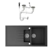 Nero Solarys - Dupla Mosogató - Gránit - 100 cm mosogatótálca