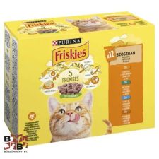 Nestlé Purina Friskies macska tasak MP csirke&amp;kacsa&amp;lazac&amp;pulyka 12x85g macskaeledel