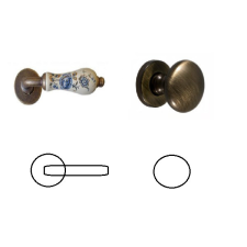 Nestori Italy Samoha-Diána Fehér-Kék Virággal Patinás Antik PZ Gomb/Kilincs zár és alkatrészei