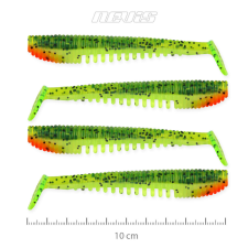 Nevis Impulse Shad 10cm 4db/cs Zöld-Narancs Flitter horgászkiegészítő