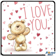 Nevlini Szerelmes hűtőmágnes, maci sok szívvel, I love you hűtőmágnes