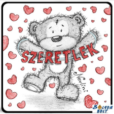 Nevlini Szerelmes hűtőmágnes, maci ugrál, szívek, szeretlek hűtőmágnes