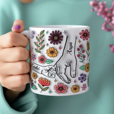  Névre szóló anyás bögre virágos 3D hatással bögrék, csészék