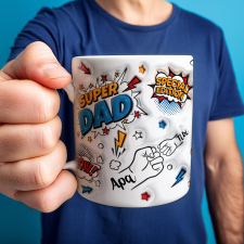  Névre szóló apás bögre super dad 3D hatással bögrék, csészék