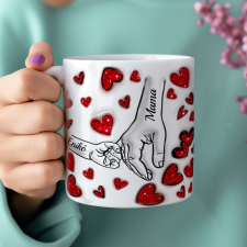  Névre szóló mamás bögre szivecskés 3D hatással bögrék, csészék