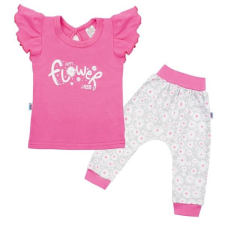 NEW BABY 2-részes pamut együttes New Baby Happy Flower sötét rózsaszín babaruha szett