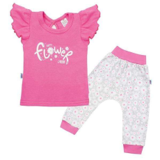 NEW BABY 2-részes pamut együttes New Baby Happy Flower sötét rózsaszín 1-3 hó (62 cm)