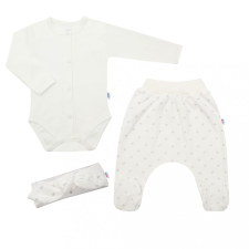 NEW BABY 3-részes pamut együttes New Baby Kiddy krémszínű babaruha szett
