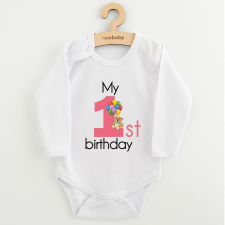 NEW BABY Baba body nyomtatással New Baby My first birthday pink kombidressz, body