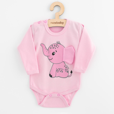 NEW BABY Baba hosszú ujjú body New Baby Happy Elephant pink kombidressz, body