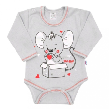 NEW BABY Baba hosszú ujjú body New Baby Mouse szürke kombidressz, body