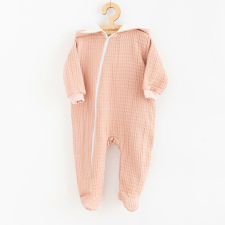 NEW BABY Baba muszlin kezeslábas kapucnival New Baby Comfort clothes rózsaszín rugdalózó