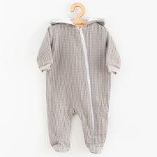 NEW BABY Baba muszlin kezeslábas kapucnival New Baby Comfort clothes szürke rugdalózó