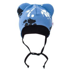 NEW BABY Baba pamut sapka fülekkel New Baby Paw kék 68 (4-6 h)