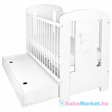 NEW BABY Babaágy ágyneműtartóval - New Baby Nyuszi fiókkal fehér kiságy, babaágy
