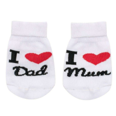 NEW BABY Csecsemő pamut zokni New Baby I Love Mum and Dad fehér 1-3 hó