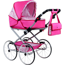 NEW BABY Játék Retro babakocsi 2az1-ben New Baby Natálka rózsaszín játék babakocsi