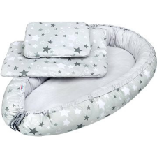 NEW BABY Luxus babafészek takaróval és párnával - fehér-szürke csillagok babafészek