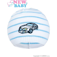 NEW BABY Tavaszi sapka New Baby Autó fehér - kék babasapka, sál