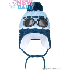 NEW BABY Téli gyermek sapka New Baby szemüveg világos kék