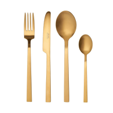 NEW BASIC evőeszköz, matt arany 16 darabos szett tányér és evőeszköz