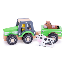 New Classic Toys játékok traktor, pótkocsival, állatokkal autópálya és játékautó