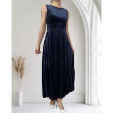 New Collection sötétkék női bársonyruha - S (ÚJ) női ruha