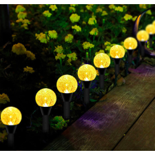 NEW ENERGY Napelemes dekor gömb lámpa 4 méter 10 gömb meleg fehér földbe szúrható kültéri világítás kerti szolár világítás kültéri világítás