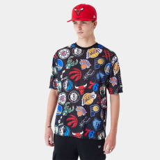 New Era nba all over print oversized póló férfi fekete s