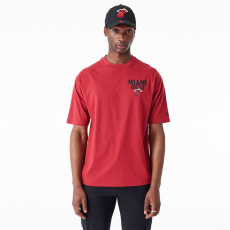New Era nba script miami heat oversized póló férfi piros xxl