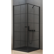 New Trendy New Soleo Black zuhanykabin 90x90 cm négyzet fekete félmatt/üveg mintával D-0285A/D-0120B kád, zuhanykabin