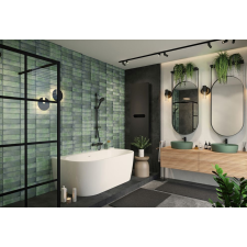  New Velvet különleges akril kád 160x85 fekete előlappal, króm lefolyóval kád, zuhanykabin