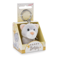 NICI : Cica plüss kulcstartó Happy Birthday feliratú dobozban - 6 cm kulcstartó
