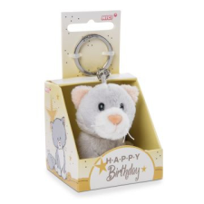 NICI : cica plüss kulcstartó happy birthday feliratú dobozban - 6 cm plüssfigura