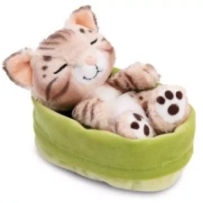 NICI Green: Szunyókáló bengáli plüss cica kosárban - 15 cm plüssfigura
