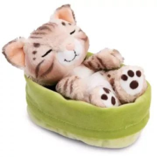 NICI green: szunyókáló bengáli plüss cica kosárban - 15 cm plüssfigura