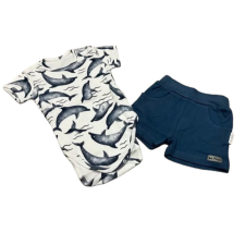 Nicol 2 részes nyári szett - Fehér/Kék Delfines 86 babaruha szett