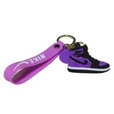 Nike cipős szilikon kulcstartó, 5cm, LILA-FEKETE kulcstartó