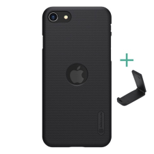Nillkin Apple iPhone SE 3 (2022) super frosted védő (gumírozott, érdes felület, logó kivágás + asztali tartó) fekete tok és táska
