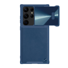 Nillkin CAMSHIELD LEATHER műanyag telefonvédő (közepesen ütésálló, ECO bőr hatású hátlap, kamera védelem) SÖTÉTKÉK Samsung Galaxy S23 Ultra (SM-S918) tok és táska
