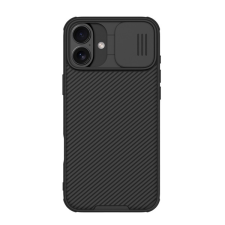 Nillkin CAMSHIELD PRO szilikon telefonvédő (ütésállóság, kameravédő, csíkos) FEKETE Apple iPhone 16 Plus tok és táska