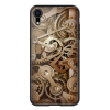 Nillkin GEAR telefonvédő szilikon keret (BUMPER, közepesen ütésálló, edzett üveg hátlap, fogaskerék minta) BARNA Apple iPhone XR 6.1