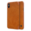 Nillkin QIN Apple iPhone XS 5.8 tok álló (Flip, oldalra nyíló, bankkártya tartó) barna