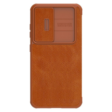 Nillkin Qin Leather Pro Case Samsung Galaxy S23+ flipes tok elcsúsztatható kameravédővel barna tok és táska