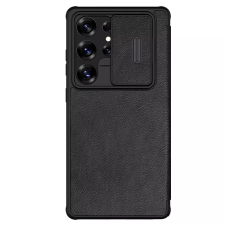 Nillkin Qin Pro Samsung Galaxy S25 Ultra bőr flip tok, fekete tok és táska
