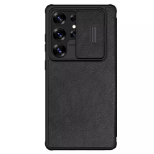 Nillkin Qin Pro Samsung Galaxy S25 Ultra bőr flip tok, fekete tok és táska